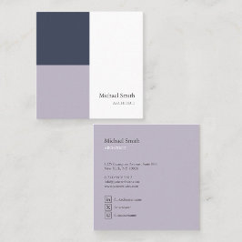 minimalista bloques geométricos morado elegante fyrkantigt visitkort