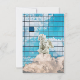 Minimalista Branco Místico Anjo Céu Visão Urbana Inbjudningar