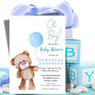 Minimalistbjörn "Oh Boy"! Inbjudan till babyvisnin