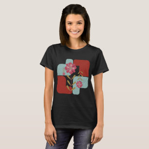 Minimalistblommor med färgfulla slumpmässiga forme t shirt