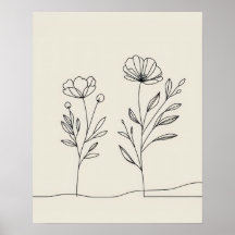 Minimalistblommor - poppies Lineart
