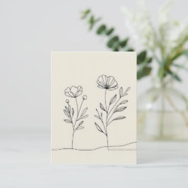 Minimalistblommor - poppies Lineart Vykort