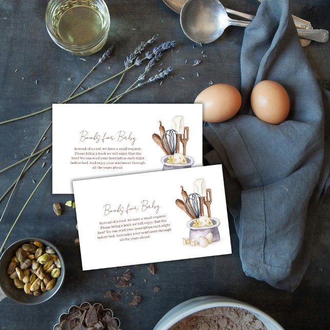 Minimalistboho bakery Chef Bokar för babyskor Tilläggskort (Minimalist Boho Bakery Chef Books For Baby Shower Enclosure Card)