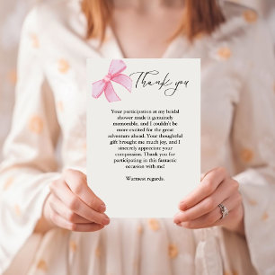 Minimalistboho rosa bow Bröllop - tackkort Tack Kort