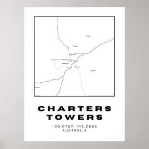 Minimalistdiagram Torn Karta med koordinater Poster