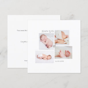 Minimaliste Faire-part de Naissance Garçon Inbjudningar