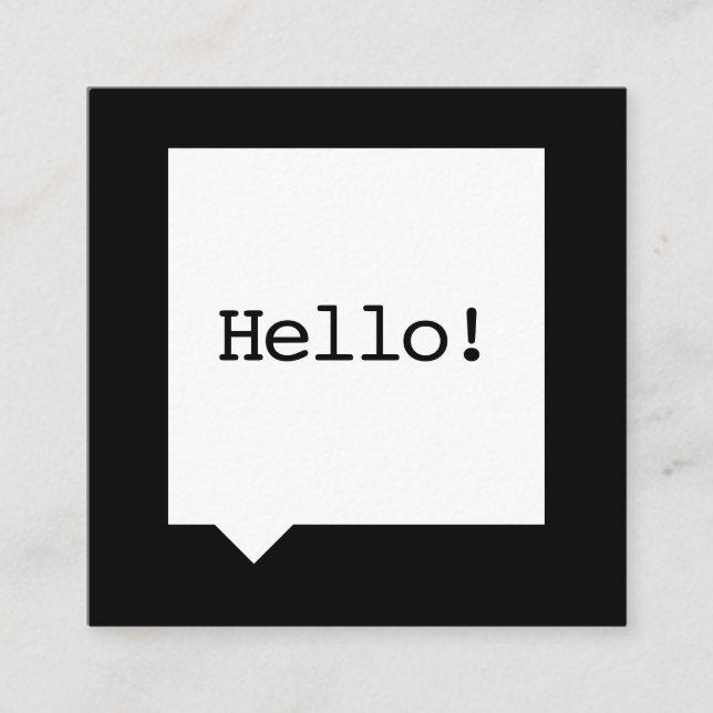Minimalisten svart SpeechBubble kvadrerar Fyrkantigt Visitkort (Framsida)