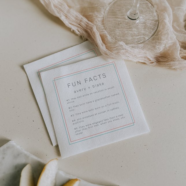 Minimalistfaktor för minsta Roligt för korall och  Pappersservett (AVERY Minimalist Coral and Teal Fun Facts Wedding Napkins)