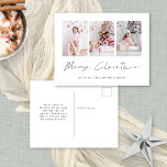 Minimalistfamilj 3 foton God jul Helg Vykort<br><div class="desc">Modern Minimalst Family 3 Photos God jul. God jul finns i ett skript för snyggt set. Byt enkelt ut bilder från stickprovet mot ditt eget och anpassa det till ditt namn på framsidan och hälsning på baksidan.</div>