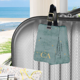 Minimalistflygplanet Dusty Blue Monogram Travel Bagagebricka