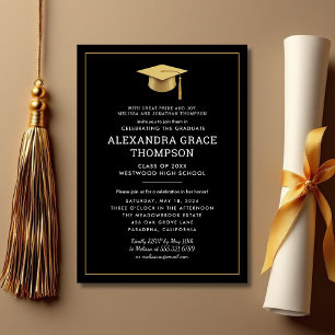 Minimalistföräldrar Namn Black Guld Studenten Inbjudningar