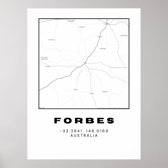 Minimalistforbes Karta med koordinater | Poster (Framsidan)