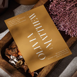 Minimalistfotografi av Senap gult bröllop + QR-kod Inbjudningar