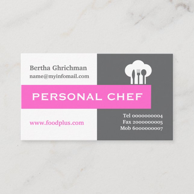Minimalistgrått, vit, shock rosa visitkort (Framsida)