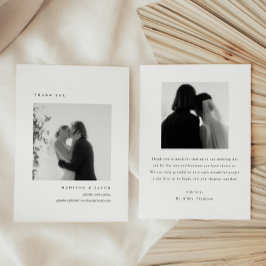 Minimalistic 2-Photo Black & White Wedding Custom Tack Kort
