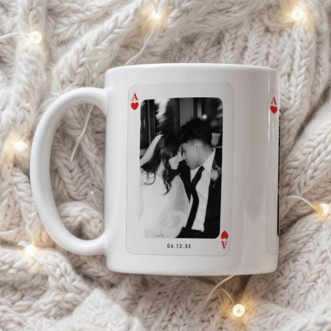 Minimalistic Ace of Hearts Couple 3-Photos Custom Kaffemugg (Skapare uppladdad)
