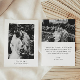 Minimalistic Black & White 2-Photo Wedding Tack Kort