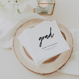 Minimalistic Black & White Script Graduation Party Pappersservett