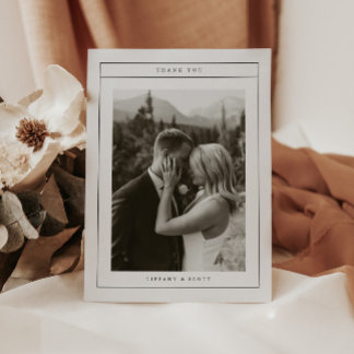 Minimalistic Black & White Wedding Photo Script Tack Kort