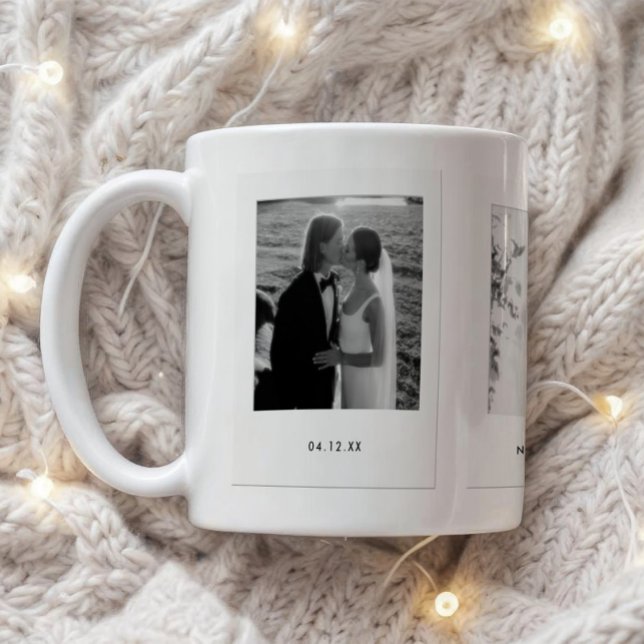 Minimalistic Couple 3 Polaroid Photos Wedding Kaffemugg (Skapare uppladdad)