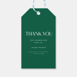 Minimalistic Dark Green Graduation Party Thank You Presentetikett