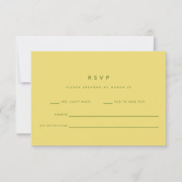 Minimalistic Formal Lemon Yellow & Green Wedding OSA Kort