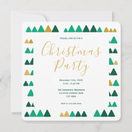 Minimalistic Green & Golden Woods Christmas Square Inbjudningar