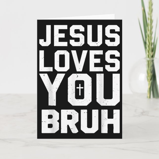 Minimalistic Jesus Love You Bruh Funny Christian Y Kort (Framsida)