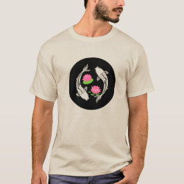 Minimalistic Koi Fish Swirl With Water Lillies  T Shirt