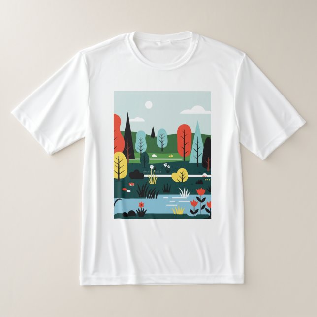 Minimalistic landscape in nature t shirt (Laydown)