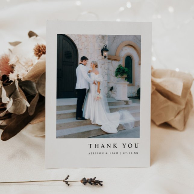 Minimalistic Modern Custom Wedding Photo Tack Kort (Skapare uppladdad)