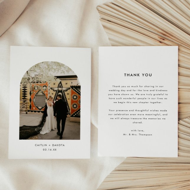 Minimalistic Modern Photo Arch Wedding Tack Kort (Skapare uppladdad)