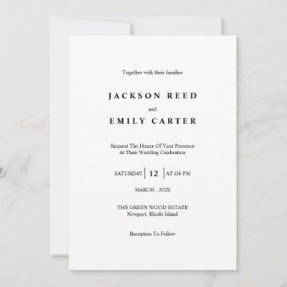 Minimalistic Modern Wedding Invitation Card Inbjudningar