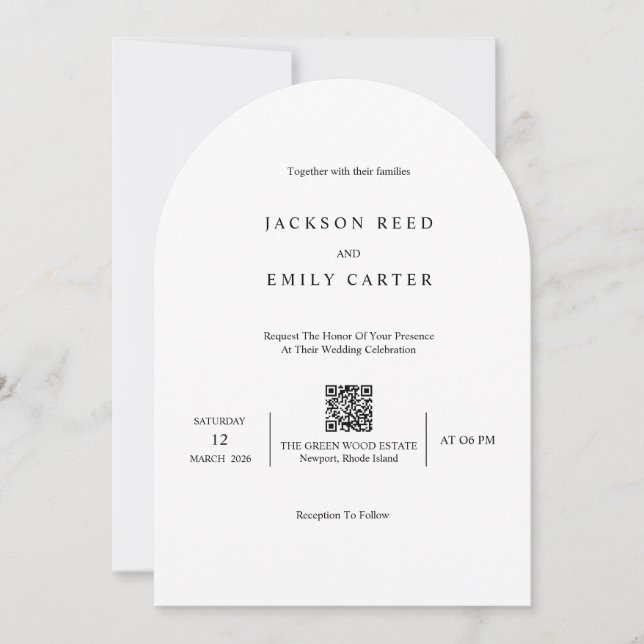 Minimalistic Modern Wedding Invitation Card Inbjudningar (Framsida)