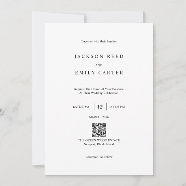Minimalistic Modern Wedding Invitation Card Inbjudningar (Framsida)