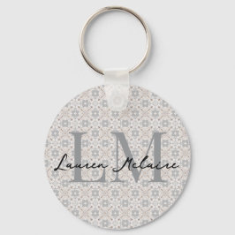 Minimalistic Monogram Script Name Spanish Tile Nyckelring