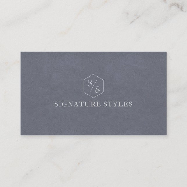 Minimalistic Monogram | Slate Blue Visitkort (Framsida)