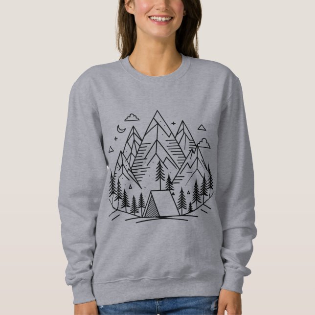 Minimalistic Mountains Camping T Shirt (Framsida)