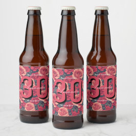 Minimalistic Rose Floral Custom Birthday Ölflaska Etikett