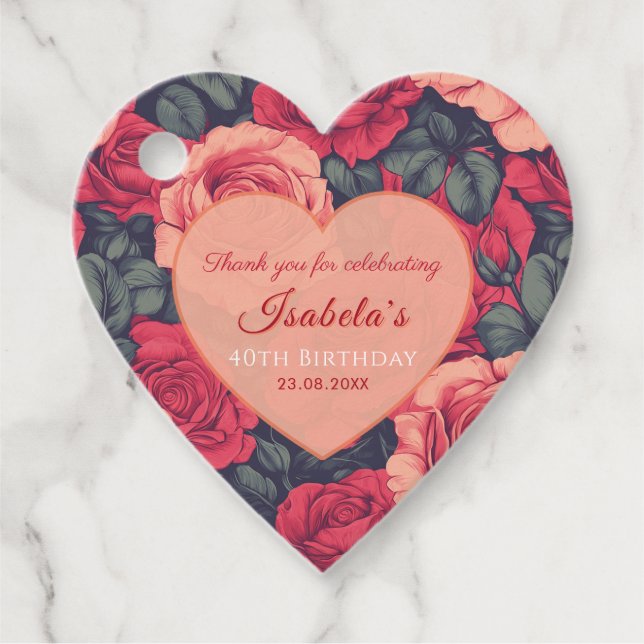 Minimalistic Rose Floral Spring Birthday Gåvor Etiketter (Framsida)