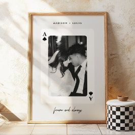 Minimalistic Script Ace of Spades Couple Photo Poster