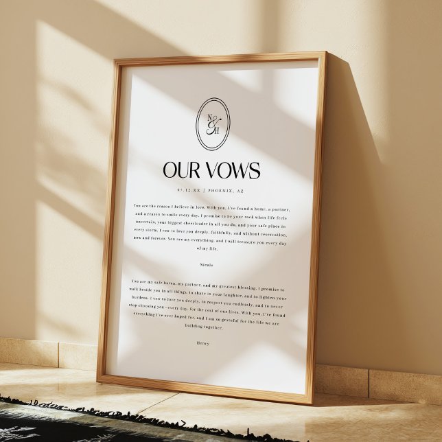 Minimalistic Wedding Vows Custom Monogram Poster (Skapare uppladdad)
