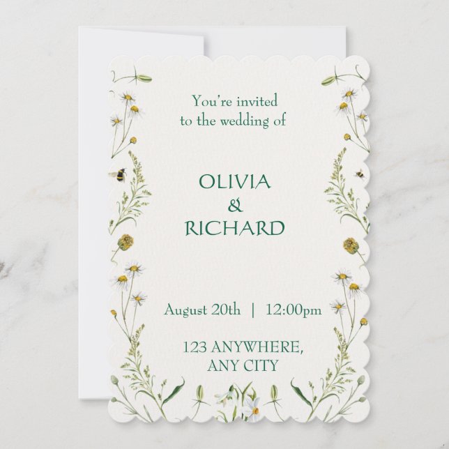 Minimalistinbjudningar för klassisk blommigt för W Inbjudningar (Framsida)