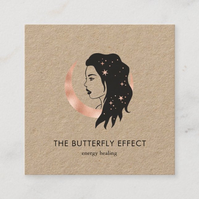 Minimalistisch Frau Mond Sterne  Visitenkarte Fyrkantigt Visitkort (Framsida)