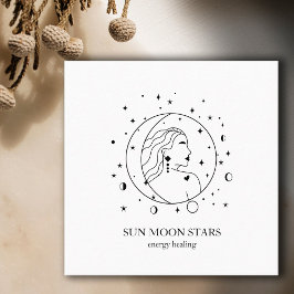 Minimalistisch Sonne Mond Sterne  Visitenkarte Fyrkantigt Visitkort