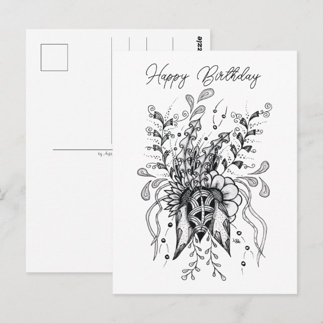 Minimalistische Blume Zen Art -  Vykort (Fram/baksida)