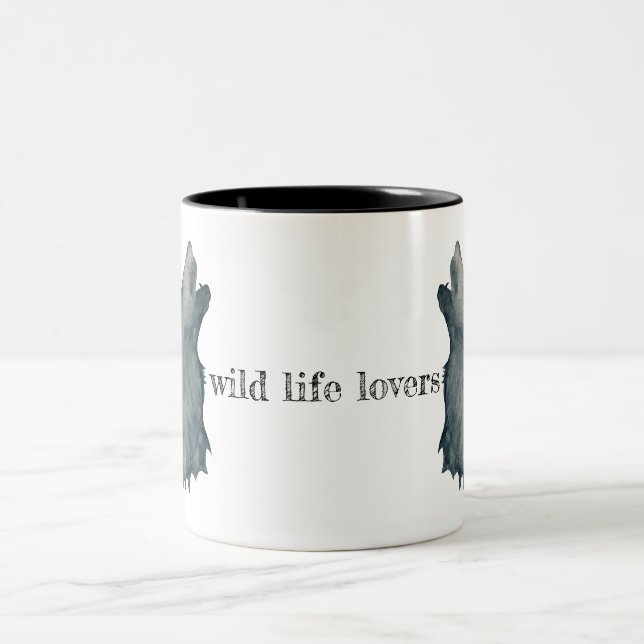 Minimalistischer Wolfskopf Två-Tonad Mugg (Center)