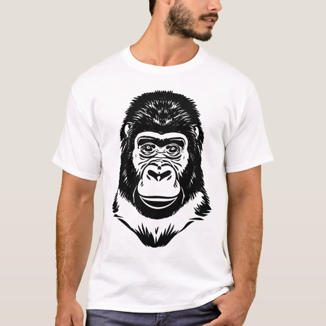 Minimalistisches Affen-Silhouetten T Shirt (Framsida)