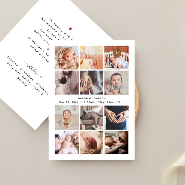 Minimalistisk 12-fotokollage för babyvisningsprogr meddelande (Skapare uppladdad)