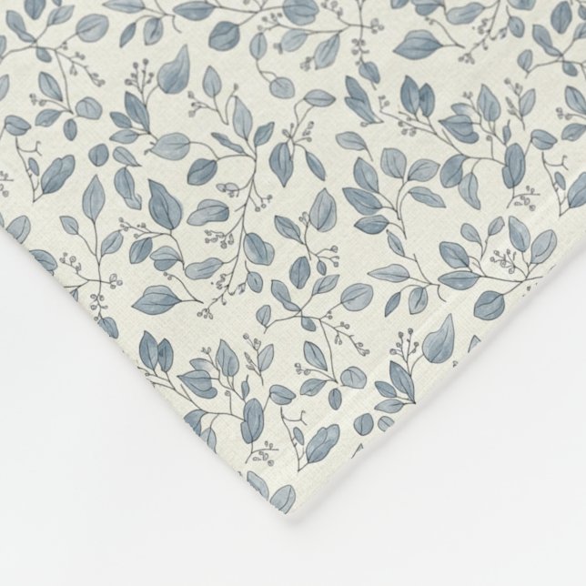 Minimalistisk 1940-tals Eukalyptus Skifferblå Kvis Fleecefilt (Hörn)